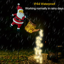 Solar Santa Watering Can Garden Light with Cascading LED Lights – Outdoor Waterproof Stake Light for Christmas & Holiday Decor