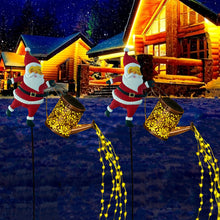 Solar Santa Watering Can Garden Light with Cascading LED Lights – Outdoor Waterproof Stake Light for Christmas & Holiday Decor