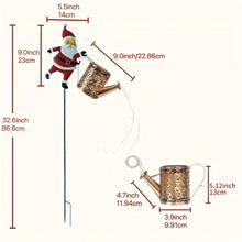 Solar Santa Watering Can Garden Light with Cascading LED Lights – Outdoor Waterproof Stake Light for Christmas & Holiday Decor