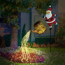 Solar Santa Watering Can Garden Light with Cascading LED Lights – Outdoor Waterproof Stake Light for Christmas & Holiday Decor